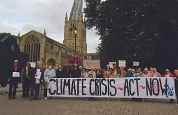 Climate protest at the crooked spire